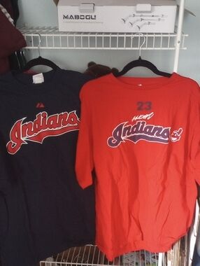 Majestic Cleveland Indians Short Sleeve Tee - Red and Navy